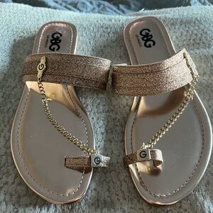 GBG champagne  Glitter Sandals with Chain Detail
